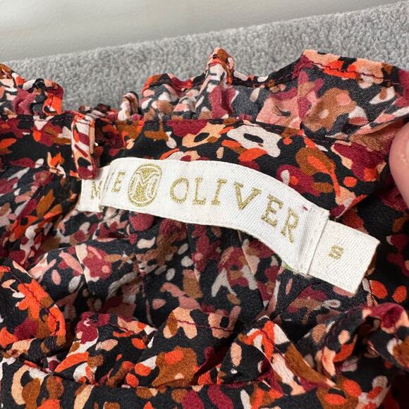 Marie Oliver Catie Midi Dress Size Small Silk Floral Long Sleeve High Neck Pleat - Picture 6 of 13